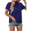imageLYANER Womens Elegant Frill Mock Neck Ruffle Short Sleeve Blouse Work Shirt TopNavy