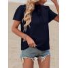 imageLYANER Womens Elegant Frill Mock Neck Ruffle Short Sleeve Blouse Work Shirt TopNavy Blue