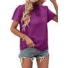 imageLYANER Womens Elegant Frill Mock Neck Ruffle Short Sleeve Blouse Work Shirt TopPurplish Red