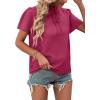 imageLYANER Womens Elegant Frill Mock Neck Ruffle Short Sleeve Blouse Work Shirt TopRose