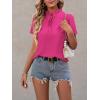 imageLYANER Womens Elegant Frill Mock Neck Ruffle Short Sleeve Blouse Work Shirt TopRose