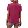 imageLYANER Womens Elegant Frill Mock Neck Ruffle Short Sleeve Blouse Work Shirt TopRose