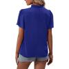 imageLYANER Womens Elegant Frill Mock Neck Ruffle Short Sleeve Blouse Work Shirt TopRoyal Blue