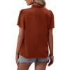imageLYANER Womens Elegant Frill Mock Neck Ruffle Short Sleeve Blouse Work Shirt TopRust Red