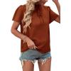imageLYANER Womens Elegant Frill Mock Neck Ruffle Short Sleeve Blouse Work Shirt TopRust Red
