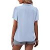 imageLYANER Womens Elegant Frill Mock Neck Ruffle Short Sleeve Blouse Work Shirt TopSky Blue