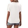 imageLYANER Womens Elegant Frill Mock Neck Ruffle Short Sleeve Blouse Work Shirt TopWhite