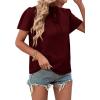 imageLYANER Womens Elegant Frill Mock Neck Ruffle Short Sleeve Blouse Work Shirt TopWine Red
