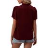 imageLYANER Womens Elegant Frill Mock Neck Ruffle Short Sleeve Blouse Work Shirt TopWine Red