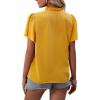 imageLYANER Womens Elegant Frill Mock Neck Ruffle Short Sleeve Blouse Work Shirt TopYellow