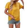 imageLYANER Womens Elegant Frill Mock Neck Ruffle Short Sleeve Blouse Work Shirt TopYellow
