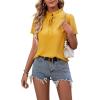 imageLYANER Womens Elegant Frill Mock Neck Ruffle Short Sleeve Blouse Work Shirt TopYellow