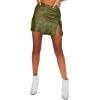 imageLYANER Womens Elegant Jacquard Side Split Slit Zipper High Waist Mini Short SkirtArmy Green