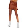 imageLYANER Womens Elegant Jacquard Side Split Slit Zipper High Waist Mini Short SkirtBrown