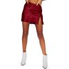 imageLYANER Womens Elegant Jacquard Side Split Slit Zipper High Waist Mini Short SkirtBurgundy