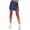 imageLYANER Womens Elegant Jacquard Side Split Slit Zipper High Waist Mini Short SkirtDark Blue