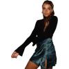 imageLYANER Womens Elegant Jacquard Side Split Slit Zipper High Waist Mini Short SkirtDark Green