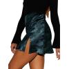 imageLYANER Womens Elegant Jacquard Side Split Slit Zipper High Waist Mini Short SkirtDark Green