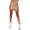 imageLYANER Womens Elegant Jacquard Side Split Slit Zipper High Waist Mini Short SkirtKhaki