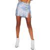 imageLYANER Womens Elegant Jacquard Side Split Slit Zipper High Waist Mini Short SkirtLight Blue