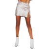 imageLYANER Womens Elegant Jacquard Side Split Slit Zipper High Waist Mini Short SkirtWhite