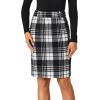 imageLYANER Womens Elegant Plaid Zipper High Waist Bodycon Fall Pencil Midi Skirt Knee LengthBlack