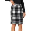imageLYANER Womens Elegant Plaid Zipper High Waist Bodycon Fall Pencil Midi Skirt Knee LengthBlack