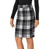 imageLYANER Womens Elegant Plaid Zipper High Waist Bodycon Fall Pencil Midi Skirt Knee LengthBlack