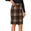 imageLYANER Womens Elegant Plaid Zipper High Waist Bodycon Fall Pencil Midi Skirt Knee LengthCaramel