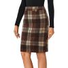 imageLYANER Womens Elegant Plaid Zipper High Waist Bodycon Fall Pencil Midi Skirt Knee LengthCaramel