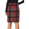 imageLYANER Womens Elegant Plaid Zipper High Waist Bodycon Fall Pencil Midi Skirt Knee LengthRed