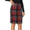 imageLYANER Womens Elegant Plaid Zipper High Waist Bodycon Fall Pencil Midi Skirt Knee LengthRed