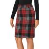 imageLYANER Womens Elegant Plaid Zipper High Waist Bodycon Fall Pencil Midi Skirt Knee LengthRed