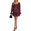 imageLYANER Womens Floral Print Off Shoulder Long Sleeve Ruffle Hem Romper Short JumpsuitFloral Black