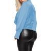 imageLYANER Womens Satin Collar Neck Drape Ruched Front Long Sleeve Blouse Shirt TopBlue