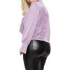 imageLYANER Womens Satin Collar Neck Drape Ruched Front Long Sleeve Blouse Shirt TopLight Purple