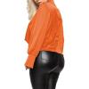 imageLYANER Womens Satin Collar Neck Drape Ruched Front Long Sleeve Blouse Shirt TopOrange