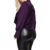 imageLYANER Womens Satin Collar Neck Drape Ruched Front Long Sleeve Blouse Shirt TopPurple