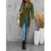 imageLYANER Womens Sexy Zip Up V Neck Long Sleeve Side Split Asymmetrical Hem Longline Tunic Blouse TopArmy Green