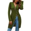 imageLYANER Womens Sexy Zip Up V Neck Long Sleeve Side Split Asymmetrical Hem Longline Tunic Blouse TopArmy Green