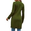 imageLYANER Womens Sexy Zip Up V Neck Long Sleeve Side Split Asymmetrical Hem Longline Tunic Blouse TopArmy Green