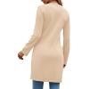 imageLYANER Womens Sexy Zip Up V Neck Long Sleeve Side Split Asymmetrical Hem Longline Tunic Blouse TopBeige