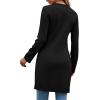 imageLYANER Womens Sexy Zip Up V Neck Long Sleeve Side Split Asymmetrical Hem Longline Tunic Blouse TopBlack
