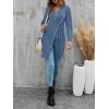 imageLYANER Womens Sexy Zip Up V Neck Long Sleeve Side Split Asymmetrical Hem Longline Tunic Blouse TopBlue