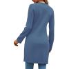 imageLYANER Womens Sexy Zip Up V Neck Long Sleeve Side Split Asymmetrical Hem Longline Tunic Blouse TopBlue