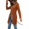 imageLYANER Womens Sexy Zip Up V Neck Long Sleeve Side Split Asymmetrical Hem Longline Tunic Blouse TopBrown