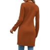imageLYANER Womens Sexy Zip Up V Neck Long Sleeve Side Split Asymmetrical Hem Longline Tunic Blouse TopBrown