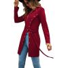 imageLYANER Womens Sexy Zip Up V Neck Long Sleeve Side Split Asymmetrical Hem Longline Tunic Blouse TopBurgundy