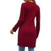 imageLYANER Womens Sexy Zip Up V Neck Long Sleeve Side Split Asymmetrical Hem Longline Tunic Blouse TopBurgundy