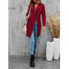 imageLYANER Womens Sexy Zip Up V Neck Long Sleeve Side Split Asymmetrical Hem Longline Tunic Blouse TopBurgundy